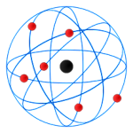 Схематическое изображение планетарной модели атома, предложенной Резерфордом